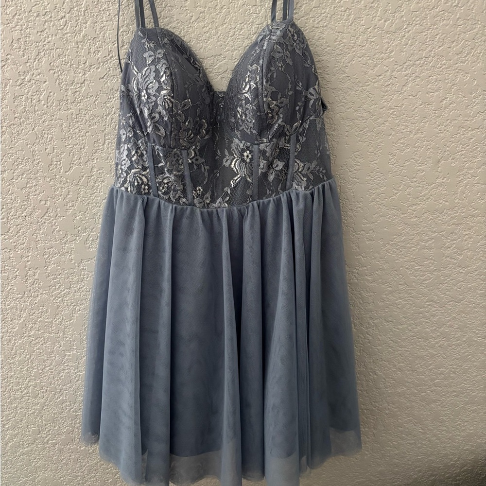 city studio- baby blue corset mini dress